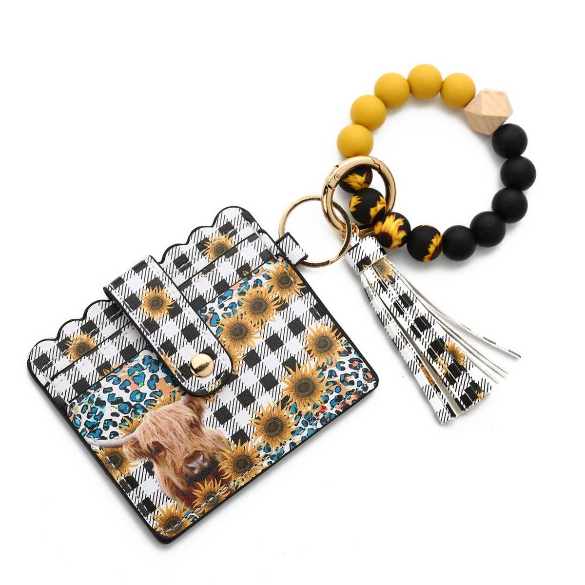 Western Style Cow Head Wallet with Silicone Beads_CWAB4993