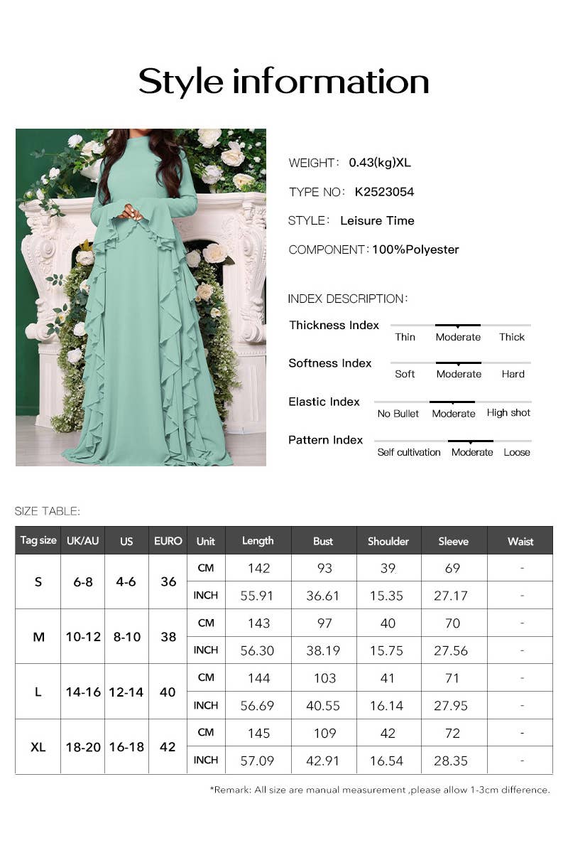 CWDMD6445_CASUAL HIGH WAIST TRUMPET SLEEVE DRESS