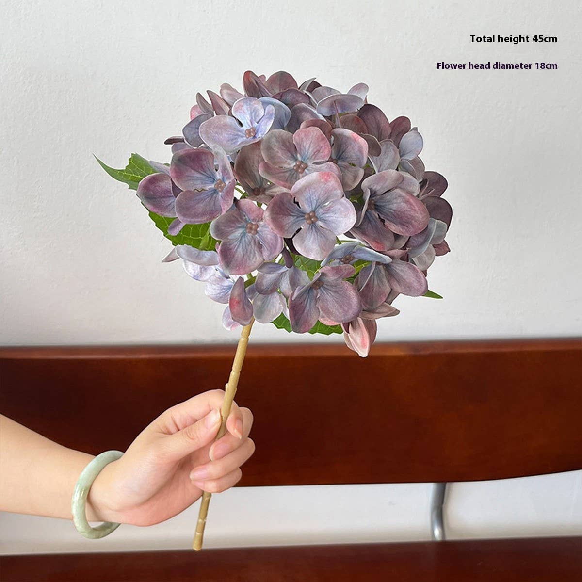 3D Printed Autumn Hydrangea Stem with 2 Leaves_CWMM6517