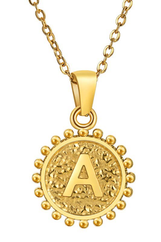 ROUND ALPHABET INITIAL PENDANT NECKLACE