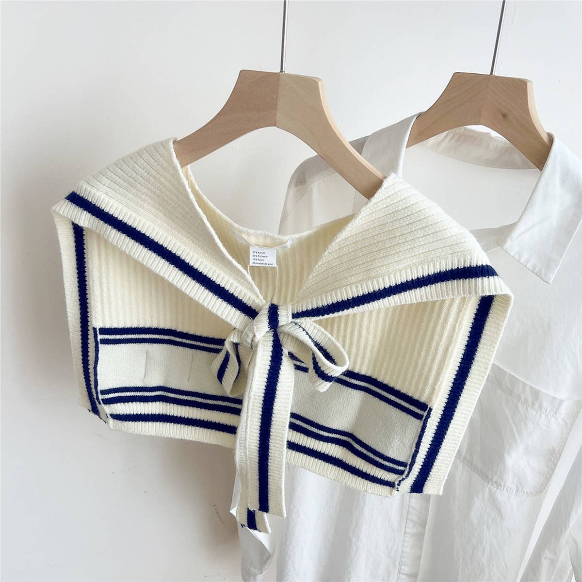 Knit Knot Shawl ? Striped Collar Wrap for Women