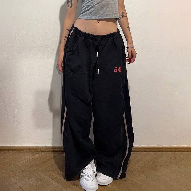 SPORTS LOOSE LACE-UP ELASTIC-WAIST CASUAL PANTS