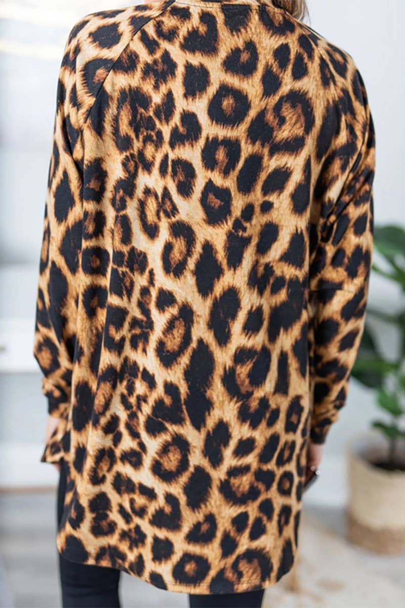 LEOPARD PRINT LOOSE PULLOVER LONG SLEEVE T-SHIRT