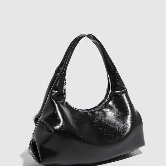 Elegant Black Ruched Cloud Dumpling Bag_CWAB5696