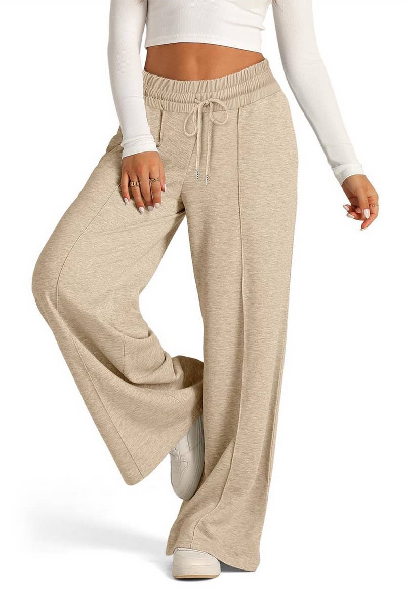CWBLP01037_TIE WAIST SOLID WIDE LEG CASUAL PANTS
