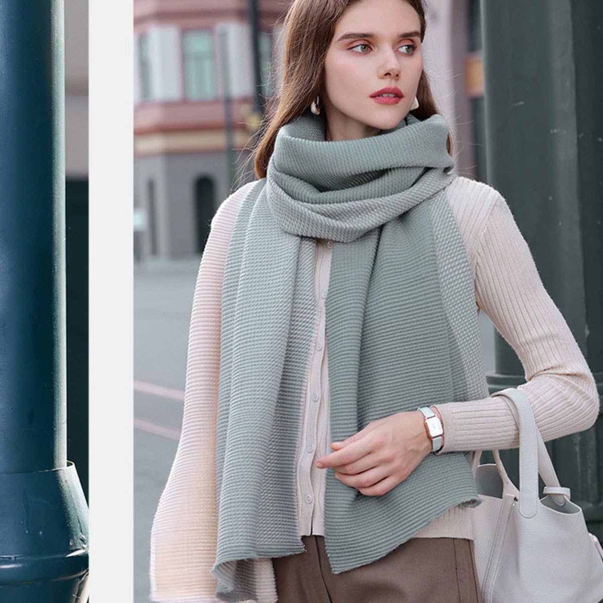 Double-Sided Crinkle Scarf - Elegant Winter Wrap