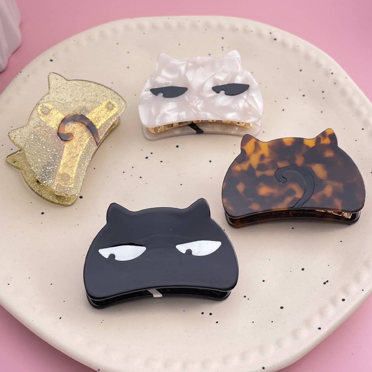 Cat Acetate Hair Claw - Cute Chic Metal Shark Clip_CWAHA0564