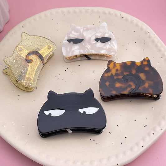 Cat Acetate Hair Claw - Cute Chic Metal Shark Clip_CWAHA0564