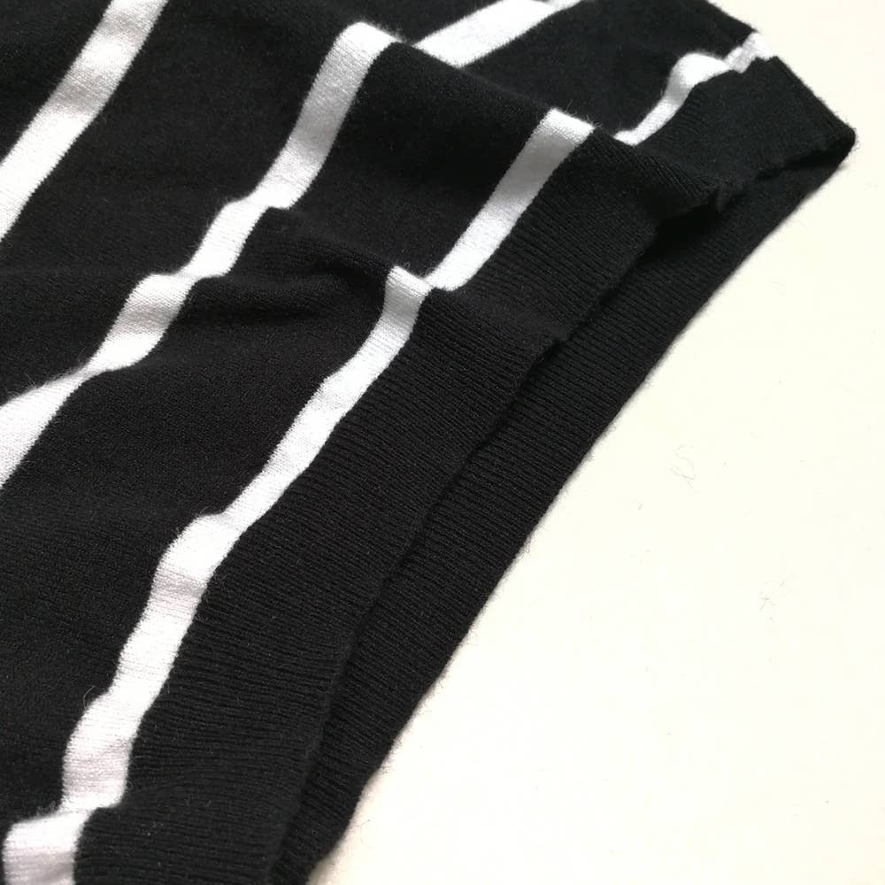 Striped ruffled one-neck knitted sweater