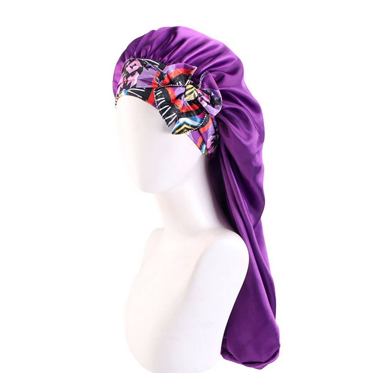 PRINTED RIBBON LONG HAIR CARE NIGHTCAP_CWAH1477