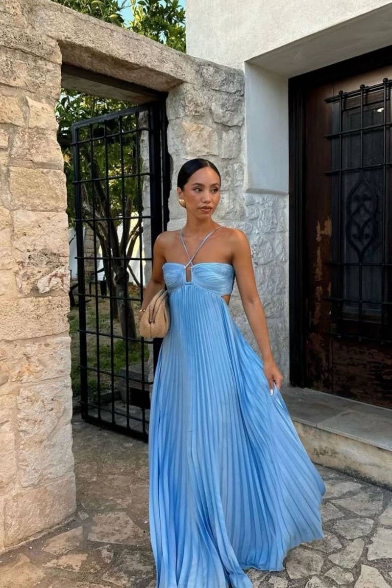 CWDMD5537_SUMMER SOLID COLOR TUBE TOP SLEEVELESS DRESS