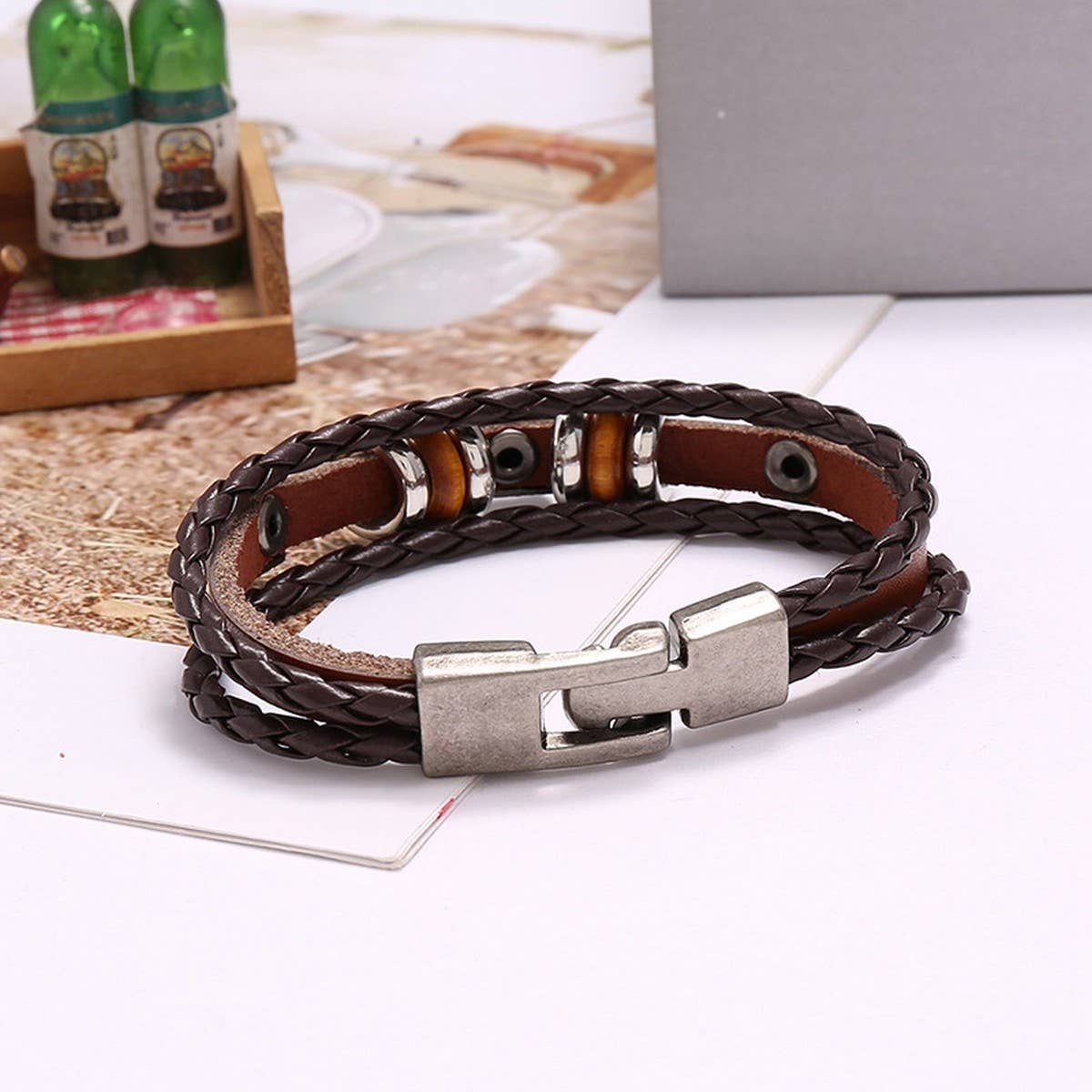 SIMPLE HAND-BEADED MULTI-LAYER LEATHER BRACELET_CWMM4460