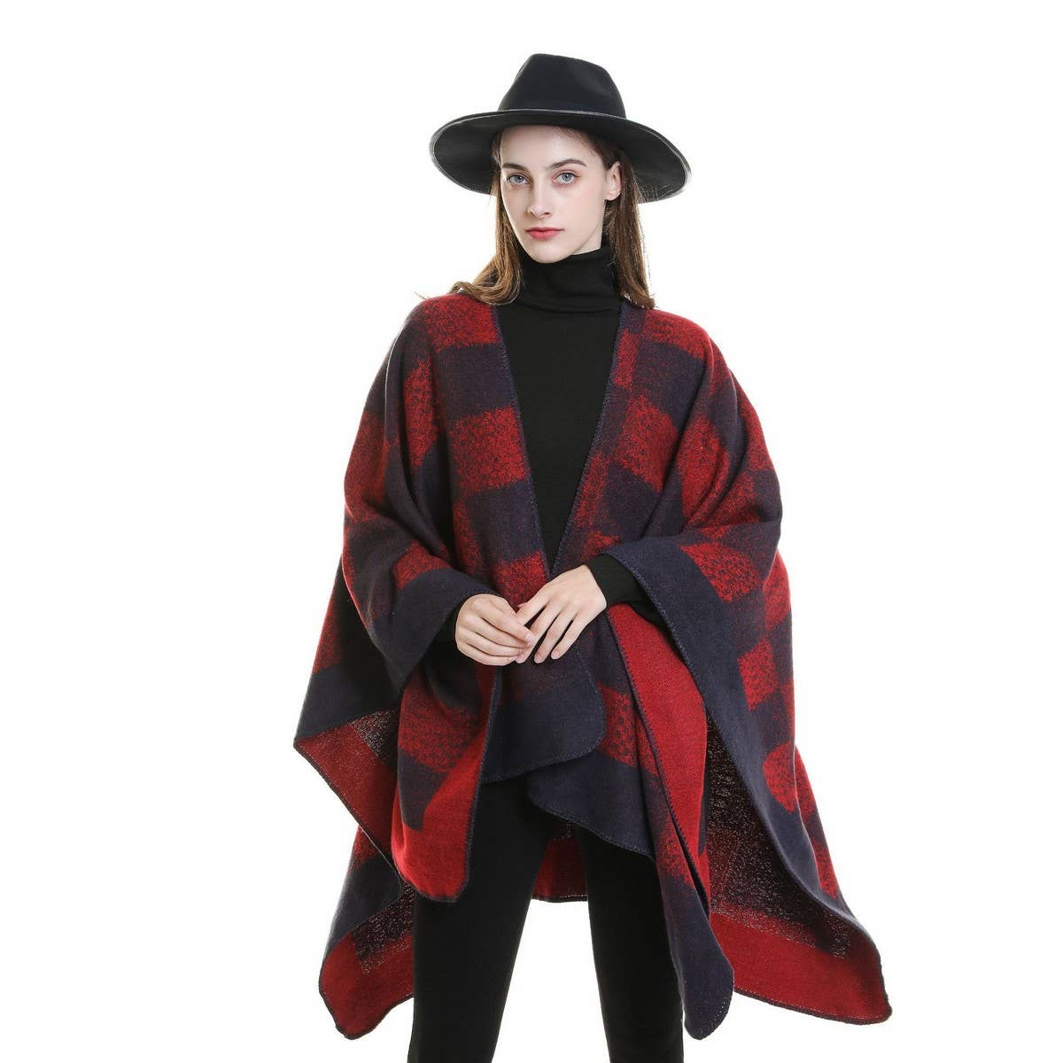 NEW FASHION SPLIT PLAID TRAVEL SHAWL FOR WOMEN