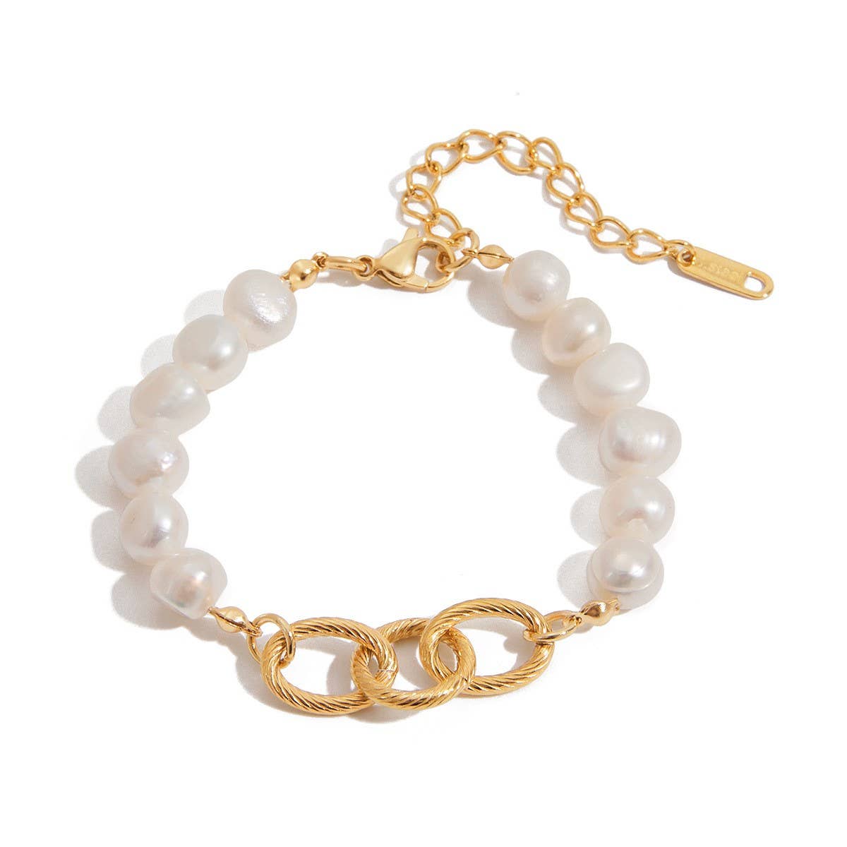 Luxury Pearl Bracelet, 18K Gold Stainless Steel