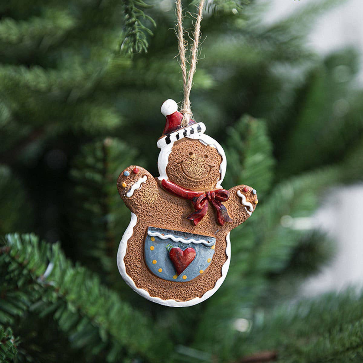 Painted Resin Gingerbread Xmas Tree Hanging Decor_CWMM9789