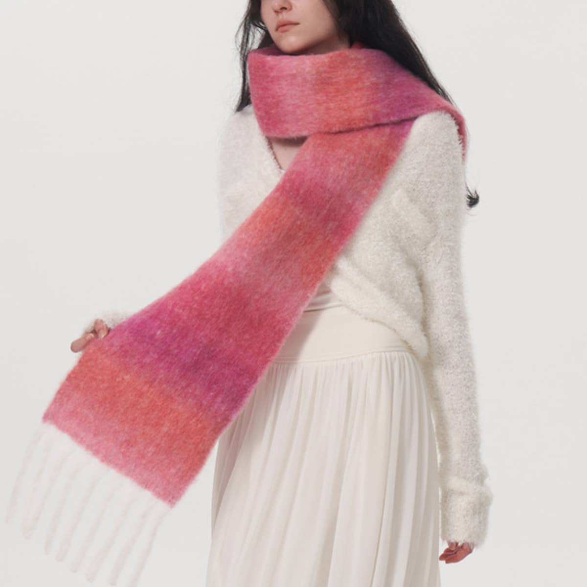 Gradient Wool Scarf for Women-Luxury Winter Warmth