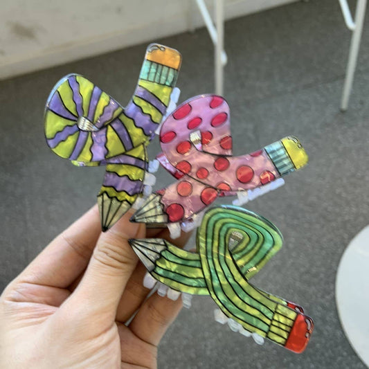 Acrylic Pencil Hair Claw,Candy Color Cartoon Clip_CWASC1586