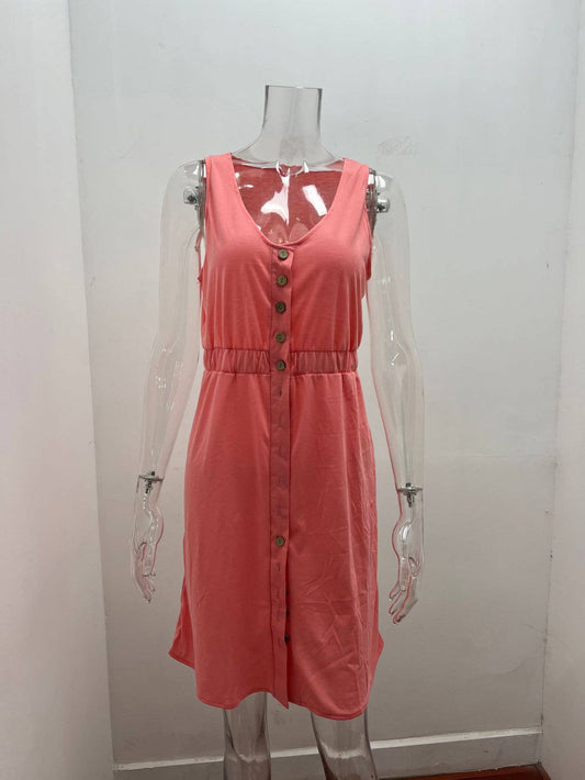 Off-the-shoulder cinched-waist sleeveless dress