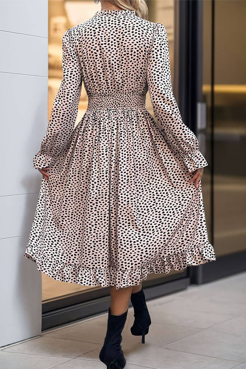 CWDMD4489_SPRING AND AUTUMN LONG SLEEVE LEOPARD PRINT DRESS