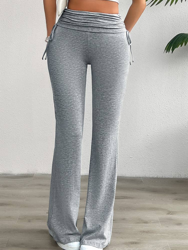 COMFORTABLE CASUAL SOLID COLOR SLIM PLEATED PANTS