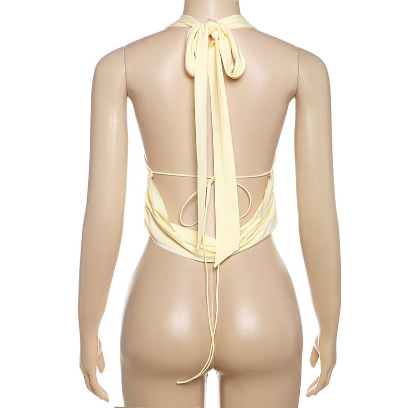 Sexy Halter Cowl Backless Top and Skirt Set