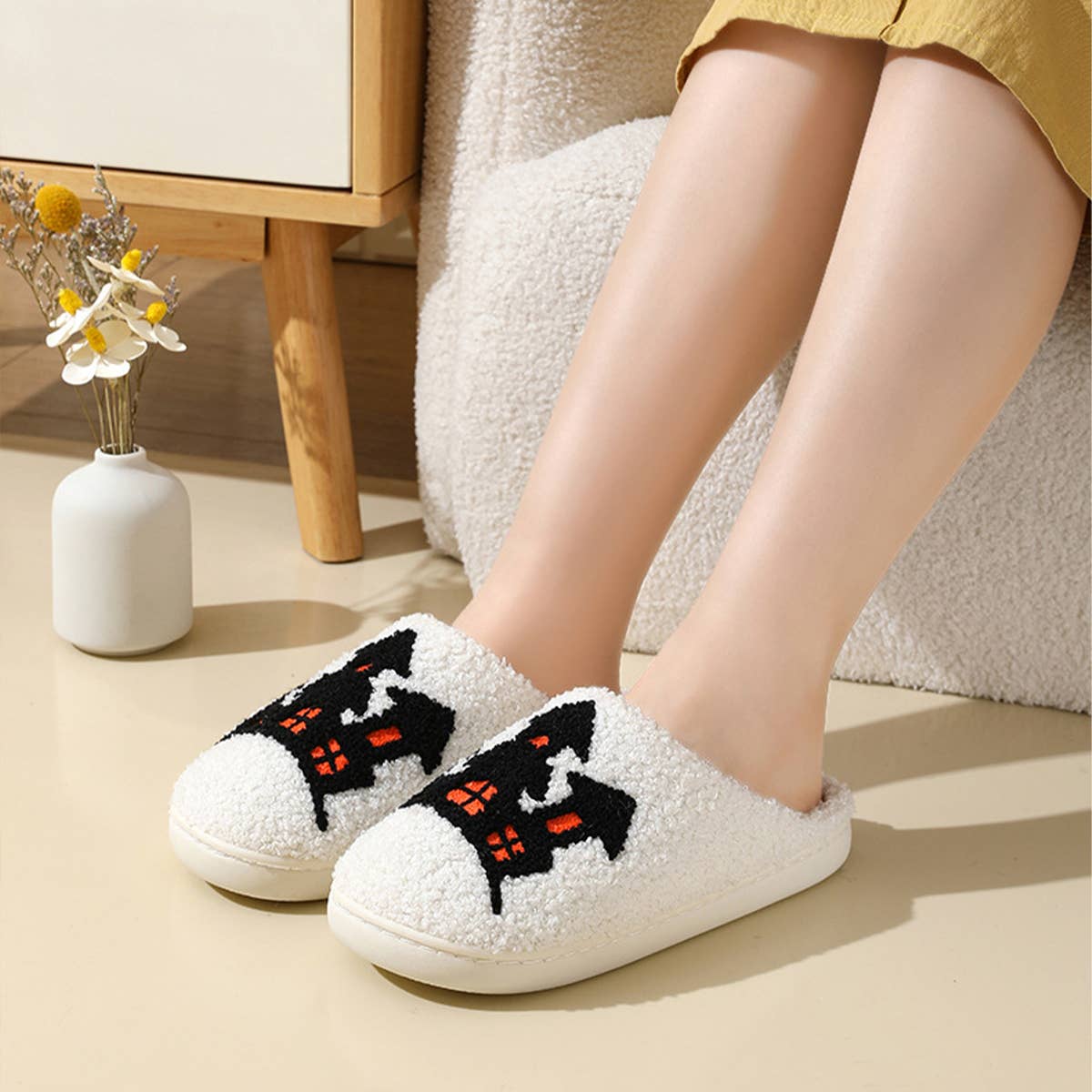 HALLOWEEN CARTOON PATTERN WARM COTTON SLIPPERS
