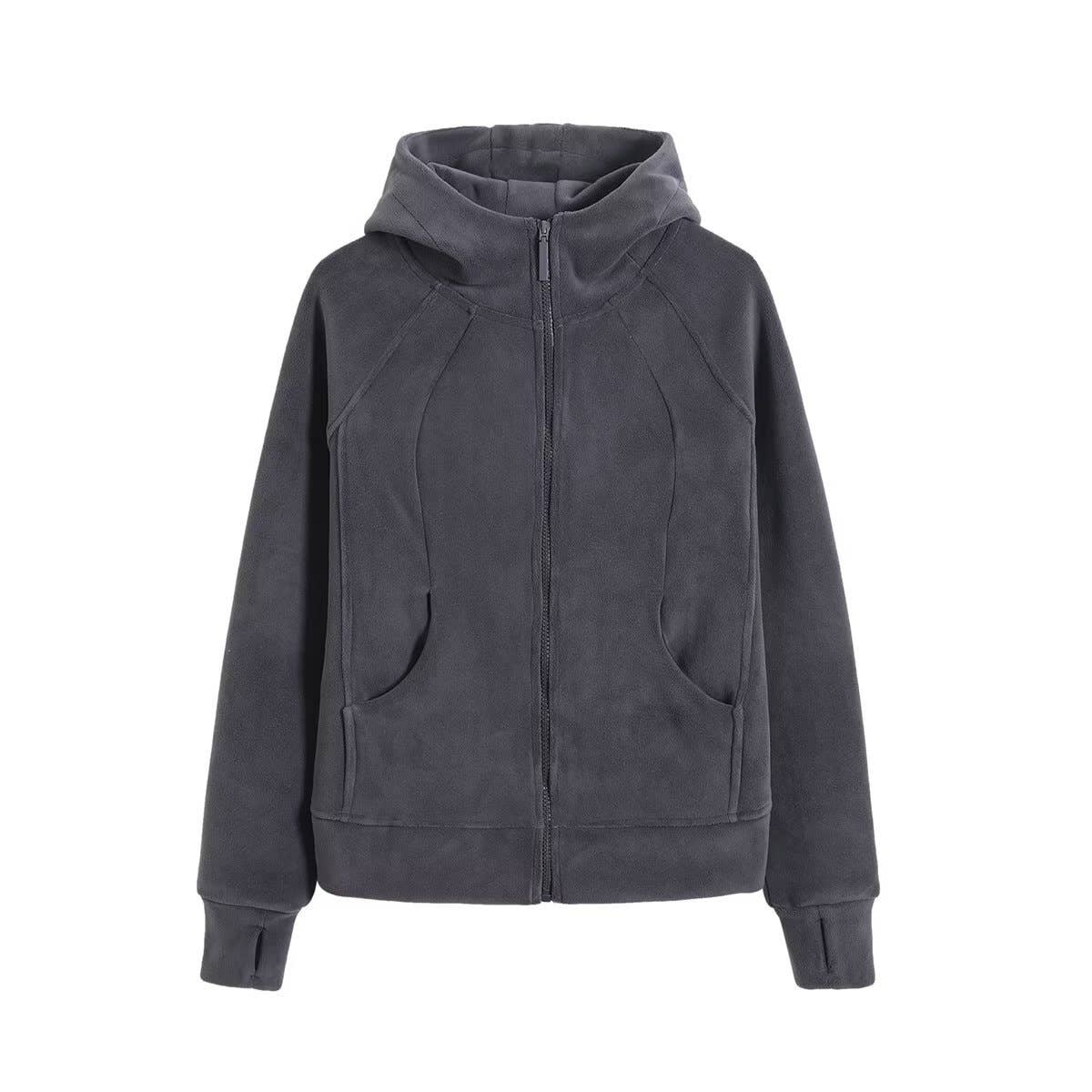 Double-sided fleece thickened warm hooded jacket