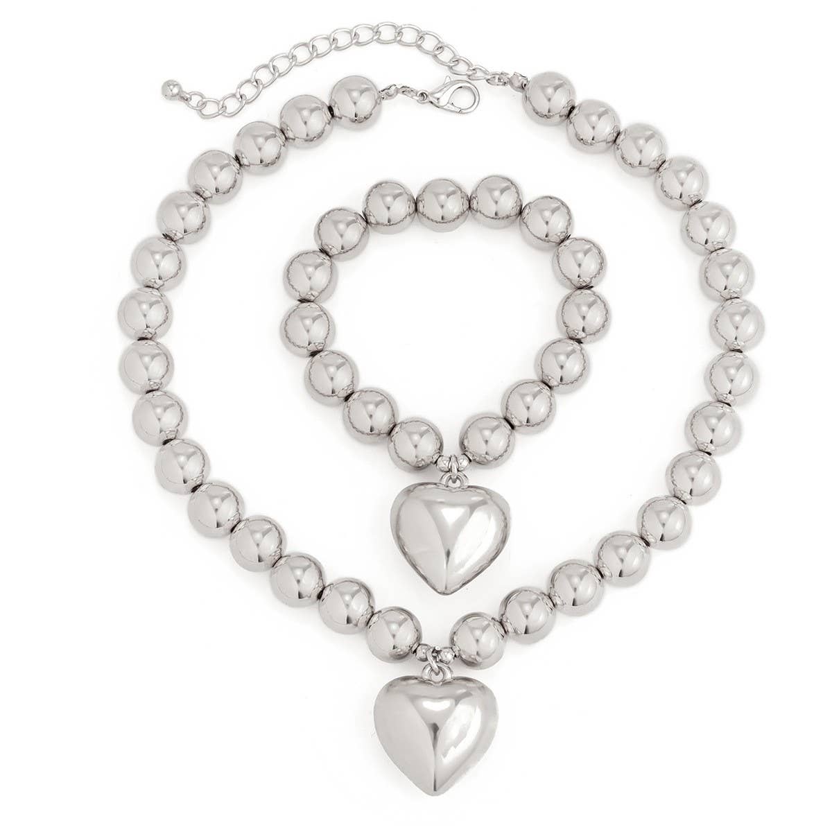 IMITATION PEARL HEART SHAPED PENDANT NECKLACE
