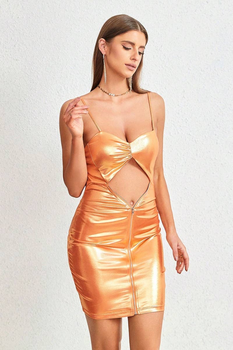 CWDHL0470_HOLLOW BACKLESS PU LEATHER HALTER DRESS SHORT