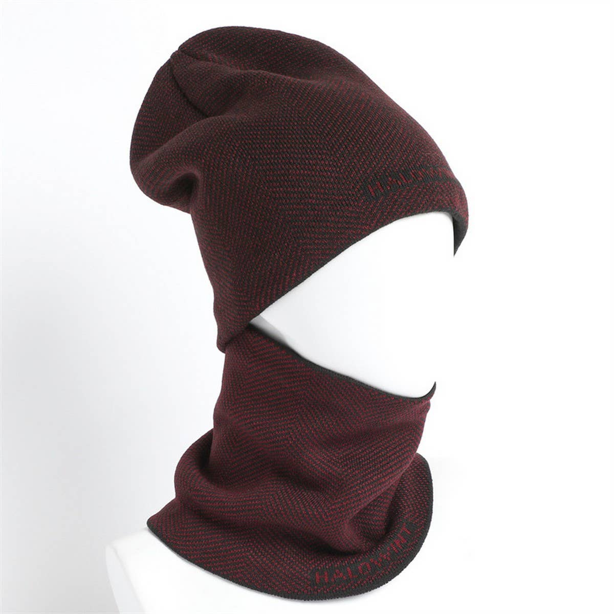 HERRINGBONE HOOD AND SCARF TWO-PIECE SET