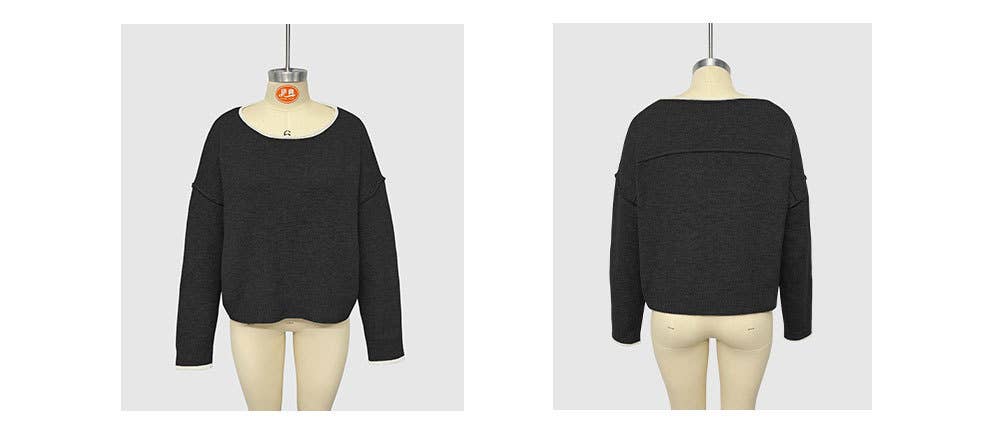 Round-neck,color-blocked loose pullover sweater