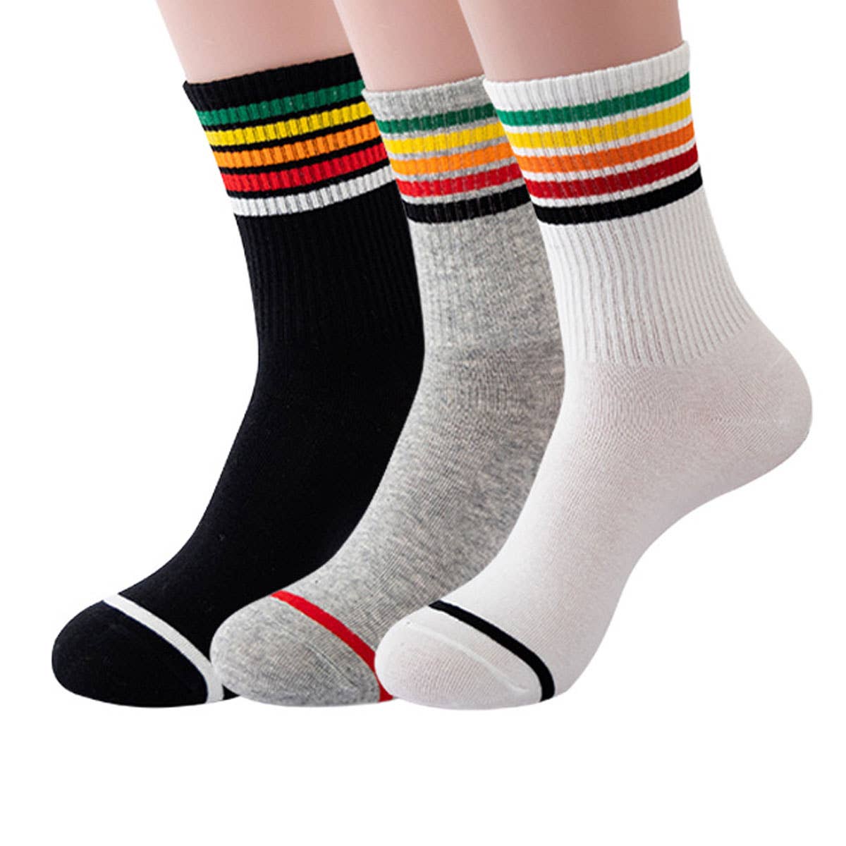 RAINBOW LINED ANKLE CREW SOCKS_CWMS118