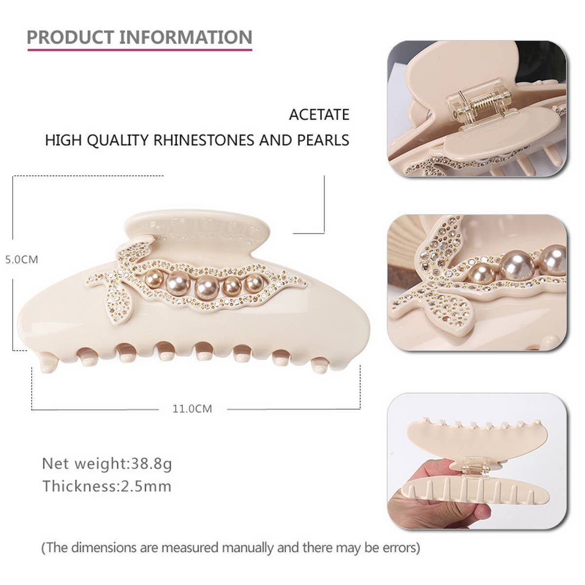 LARGE ACETATE HAIR ACCESSORIES SHARK CLIP