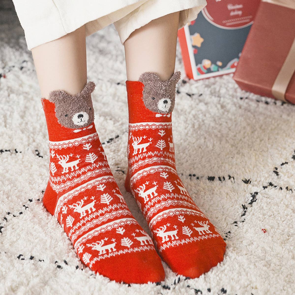 WARM CARTOON ANIMAL CHRISTMAS SOCKS