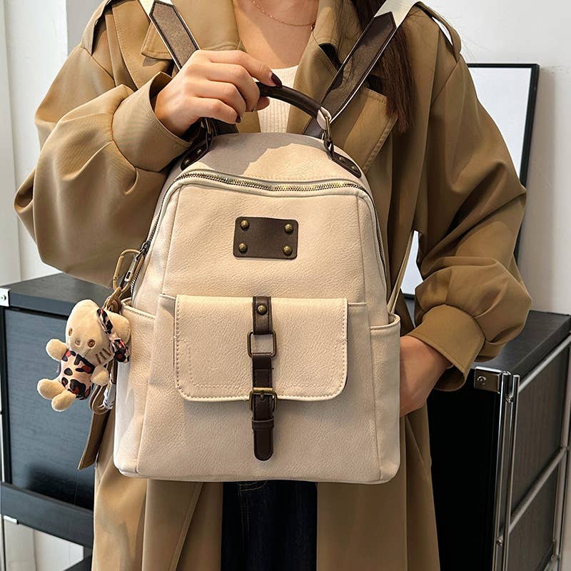 Retro large-capacity leather commuter backpack