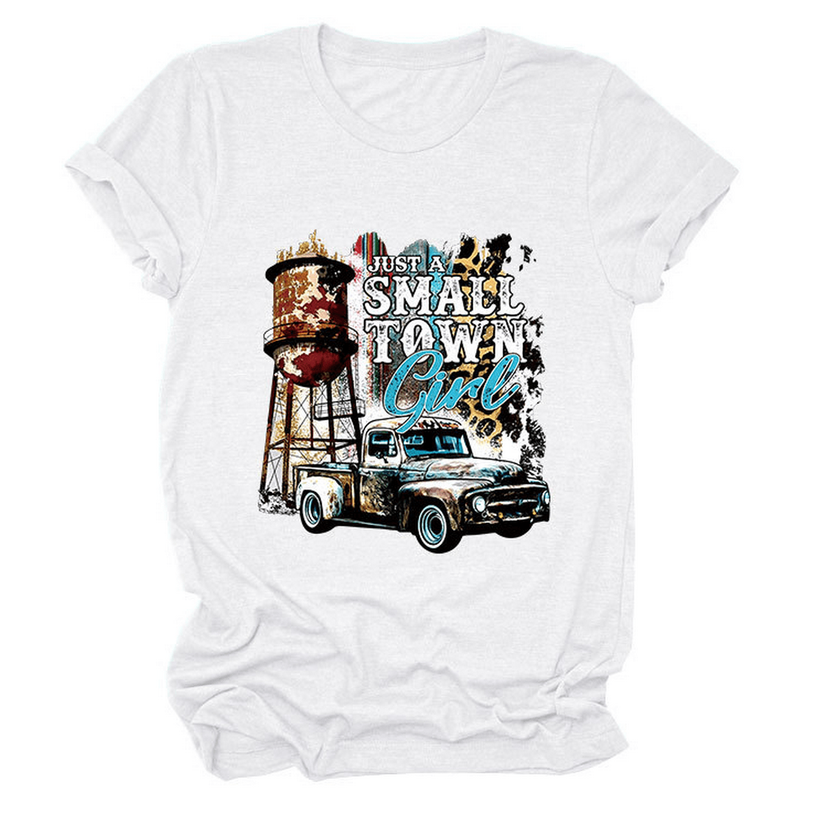 Just a Small Town Girl Print T-Shirt ??Loose Fit_CWTTS1525