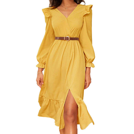 ELEGANT WAIST DESIGN SENSE BACKLESS SLIT DRESS