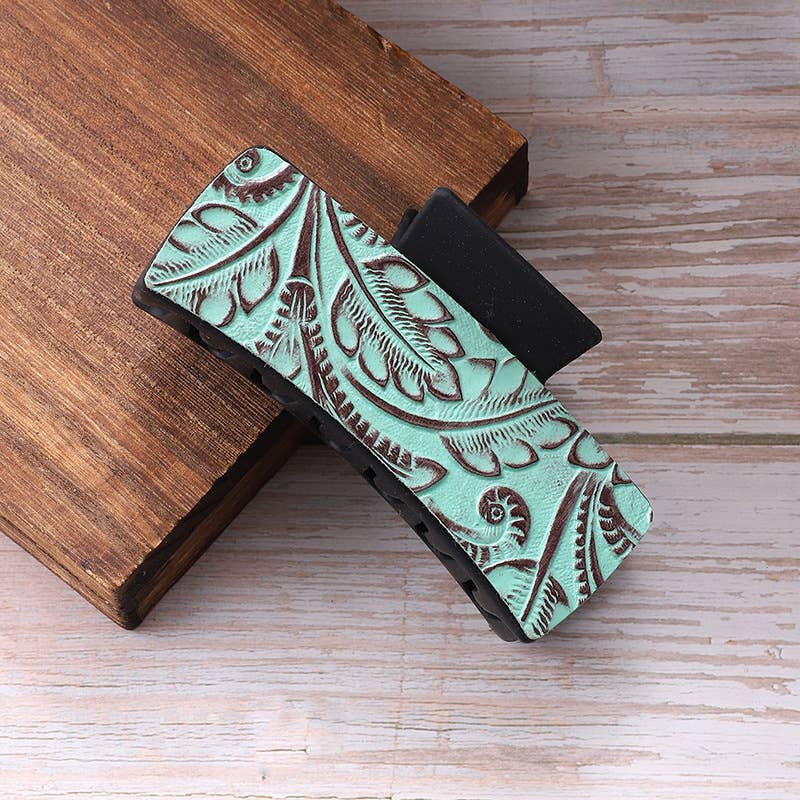 leather solid color printed textured hair claws