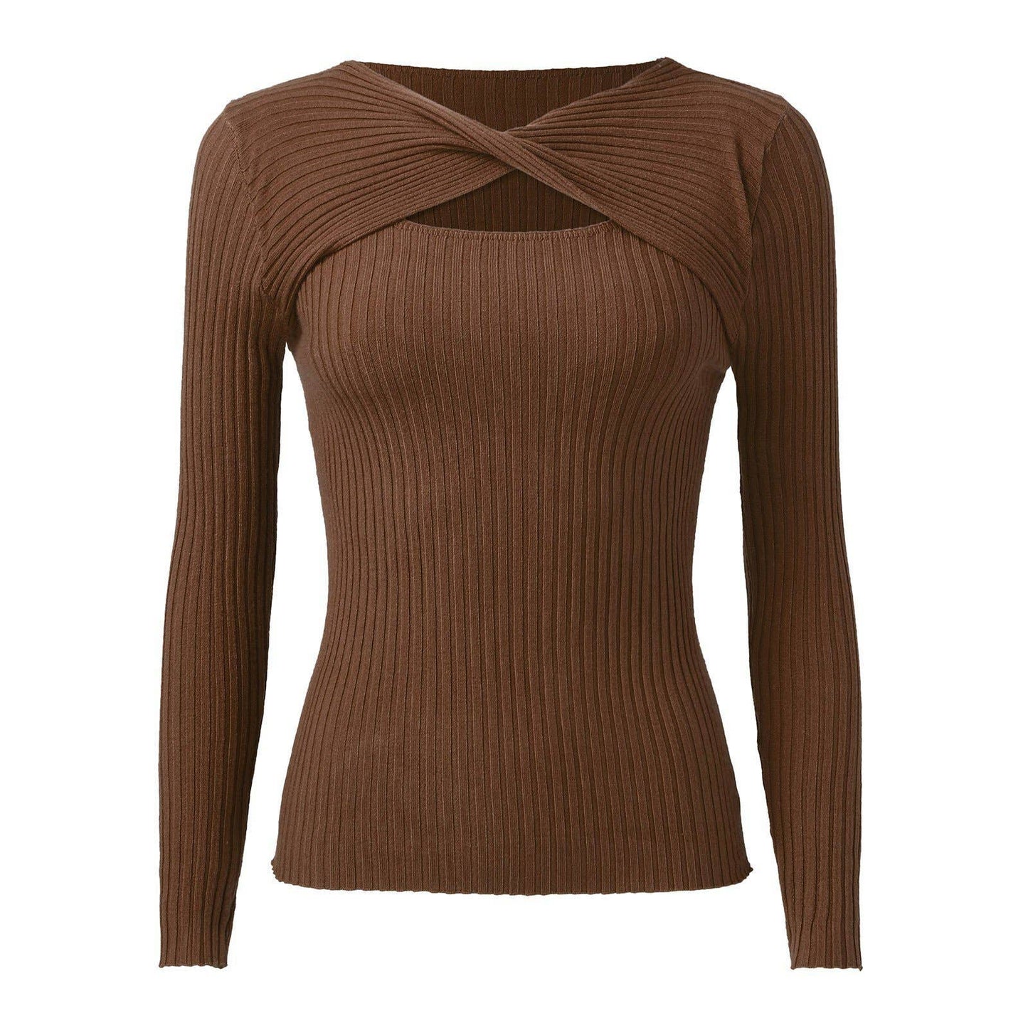 Sexy cut-out pullover solid-color knitted top