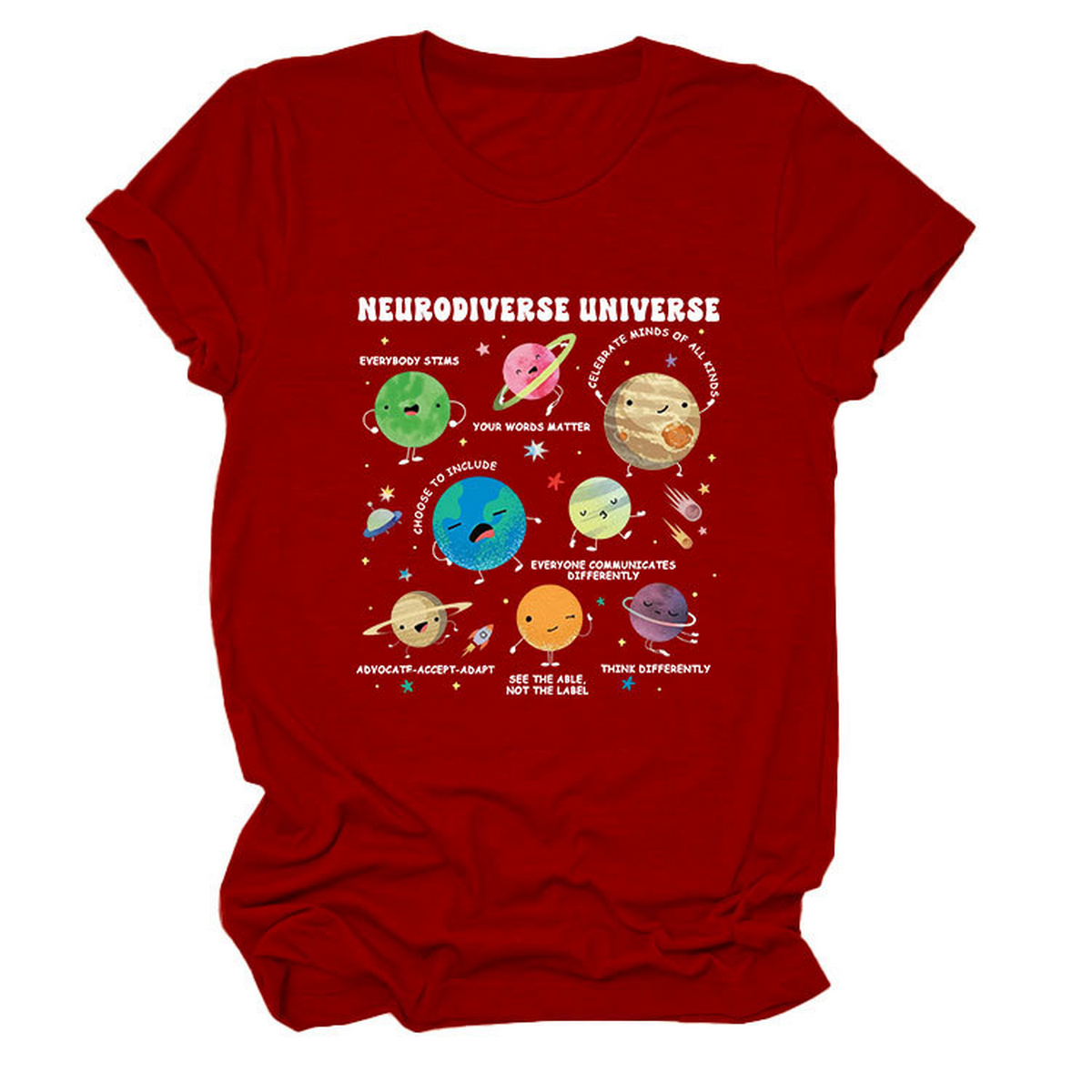 Casual Cute Tee ??Neurodiverse Universe Design_CWTTSL0513