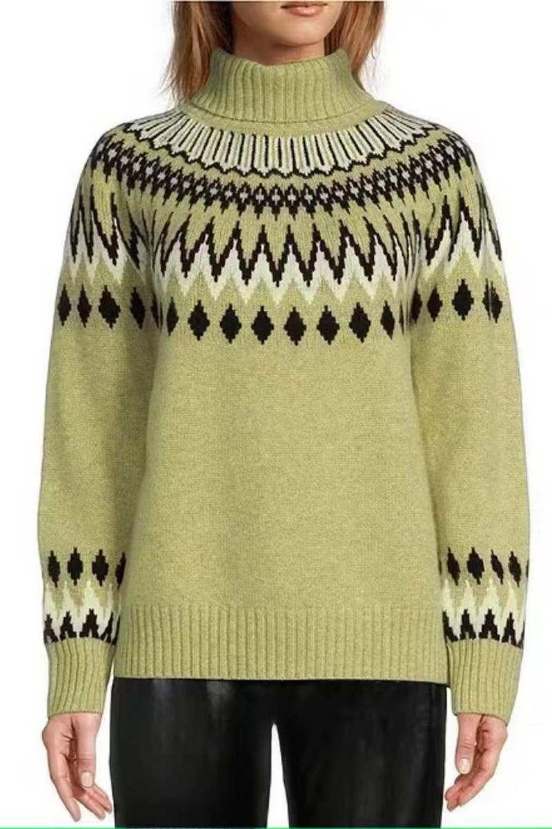 CWOSWL07656_COLORBLOCK TURTLENECK KNITTED PULLOVER SWEATER