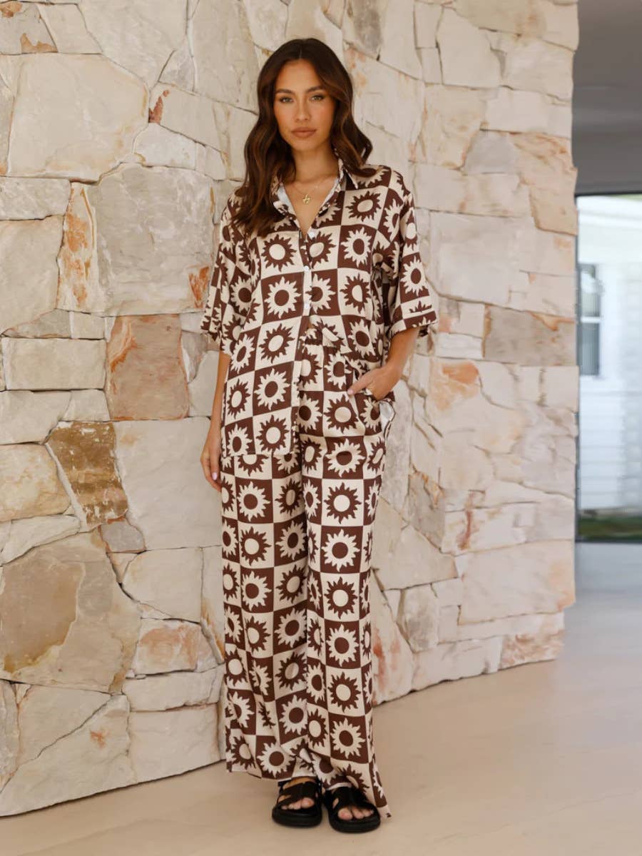 Plaid color matching two-piece set