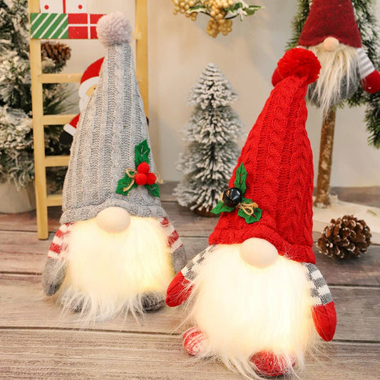KNITTED HAT LUMINOUS RUDOLPH DOLL ORNAMENTS