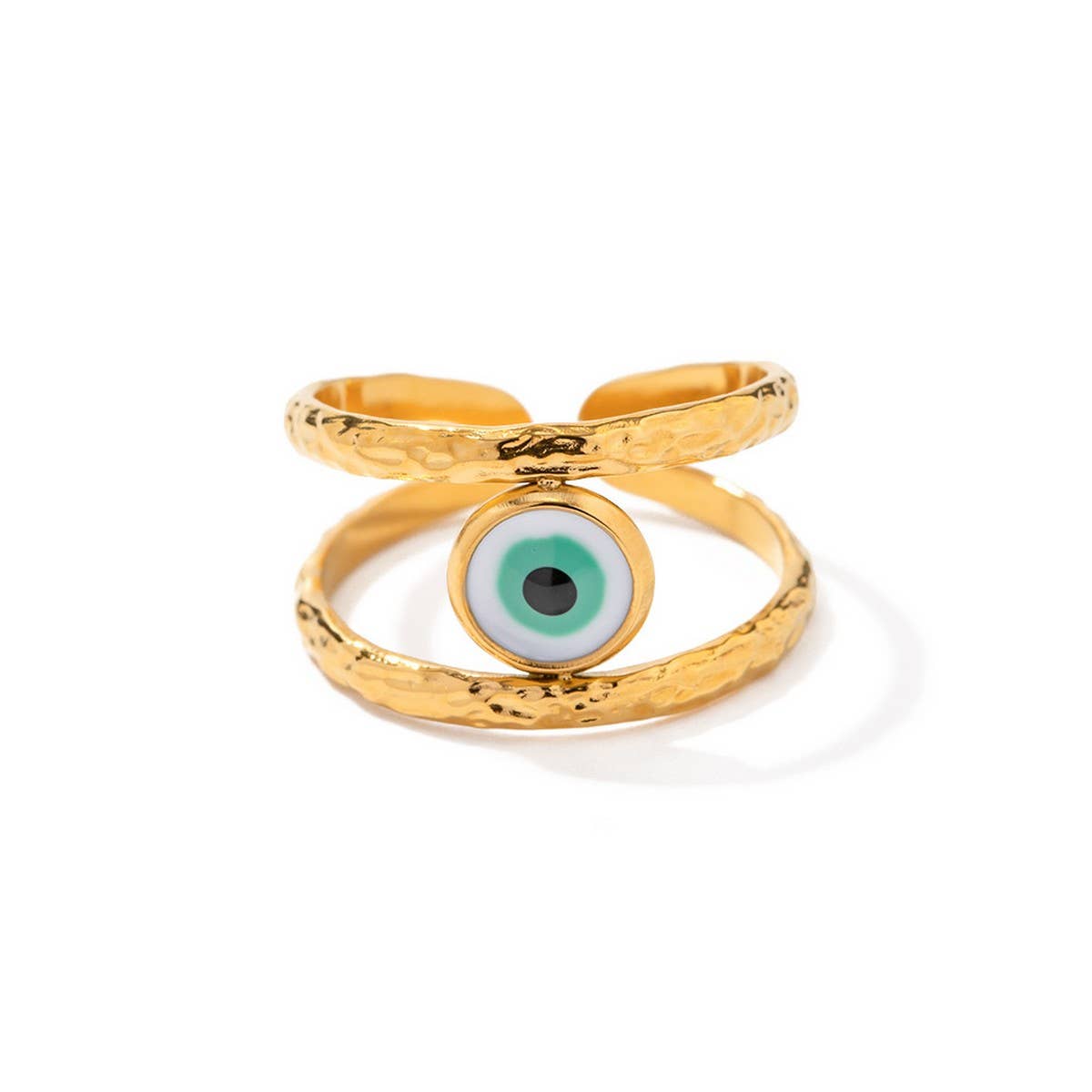 DEVIL'S EYE STAINLESS STEEL GOLD PLATED RING