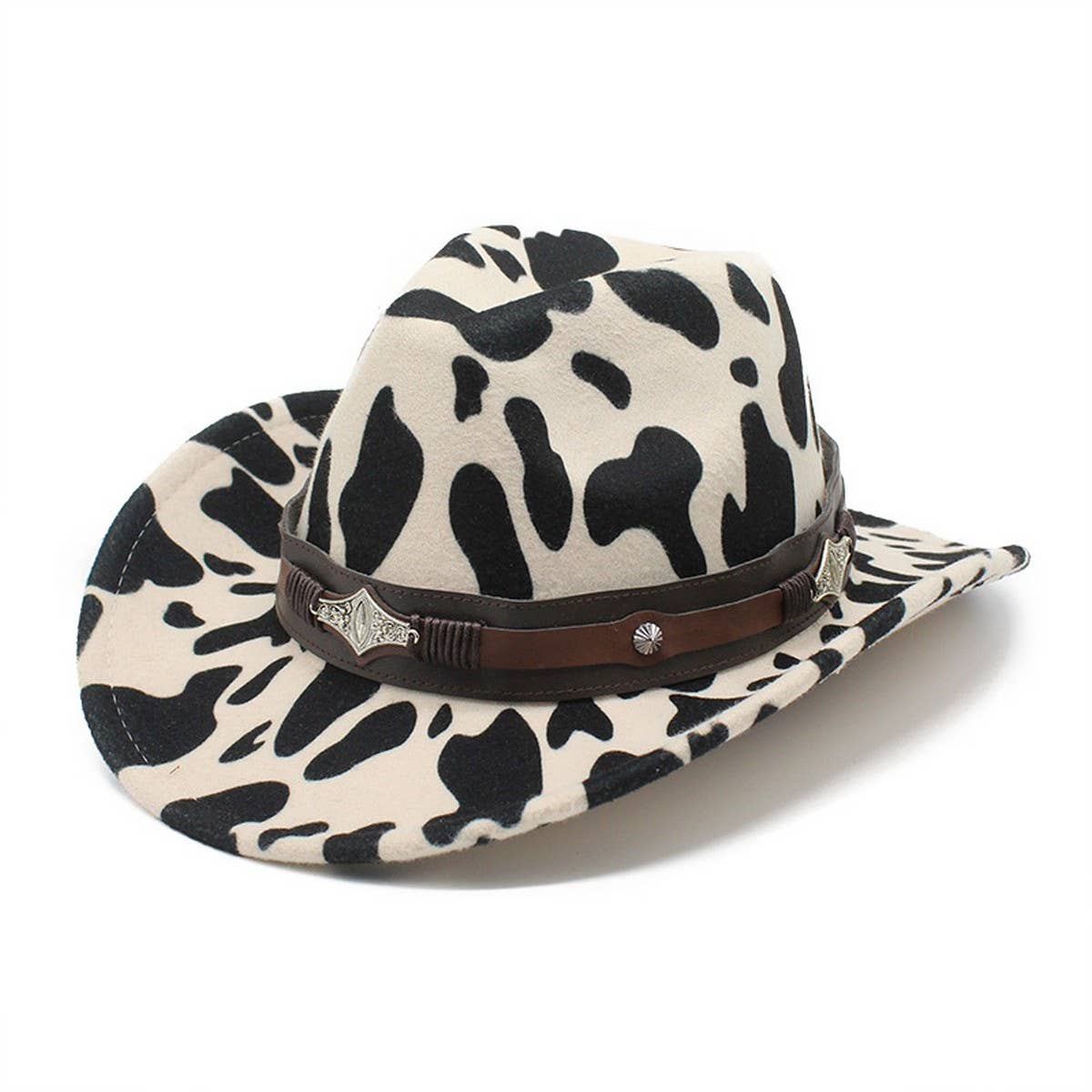 THICKENED COW PATTERN CURLED BRIM DENIM HAT_CWAH2538