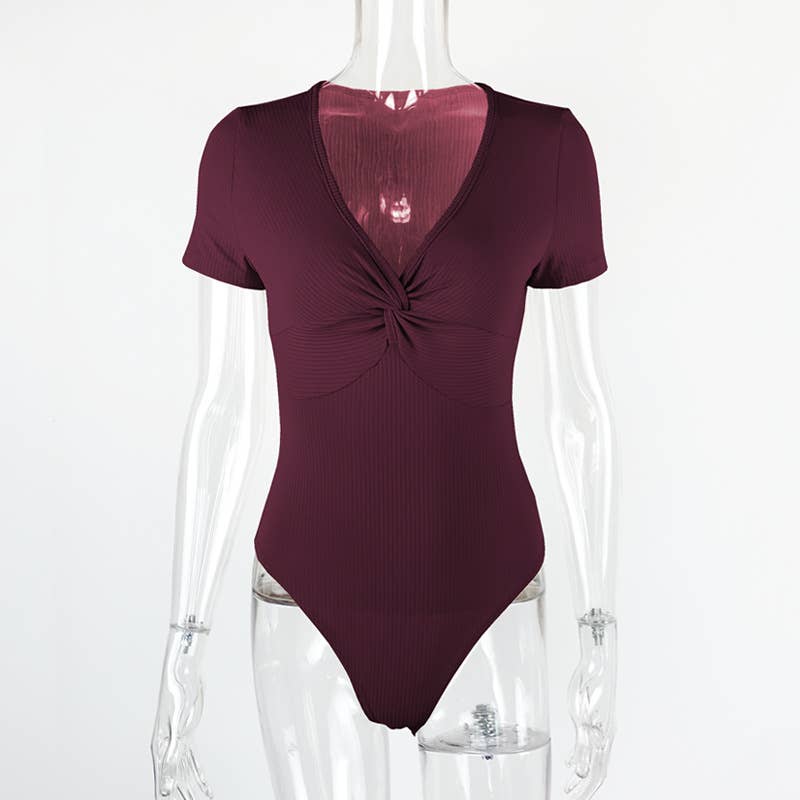 SLIM-FIT KINK SHORT SLEEVE PIT STRIP JUMPSUIT