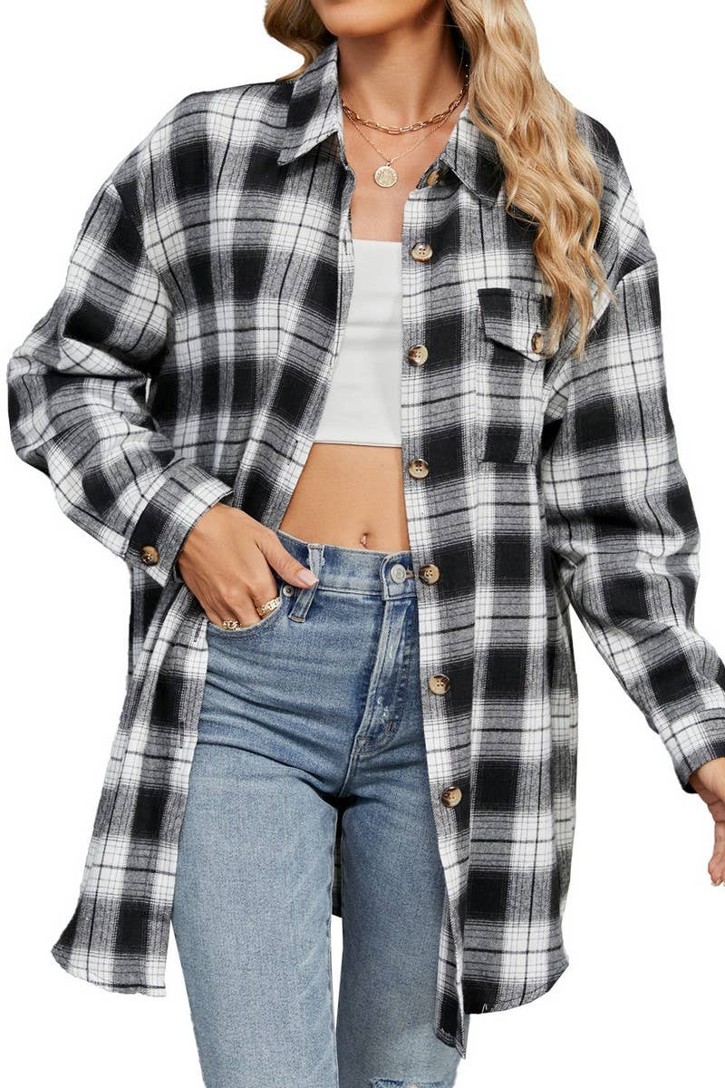 CWOCO0474_LAPEL BRUSHED STRIPE LONG SLEEVE SHIRT COAT