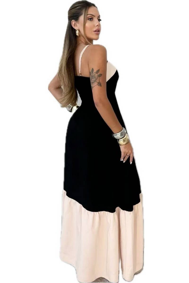 CWDMD5170_COLORBLOCK SPAGHETTI STRAP MAXI DRESS