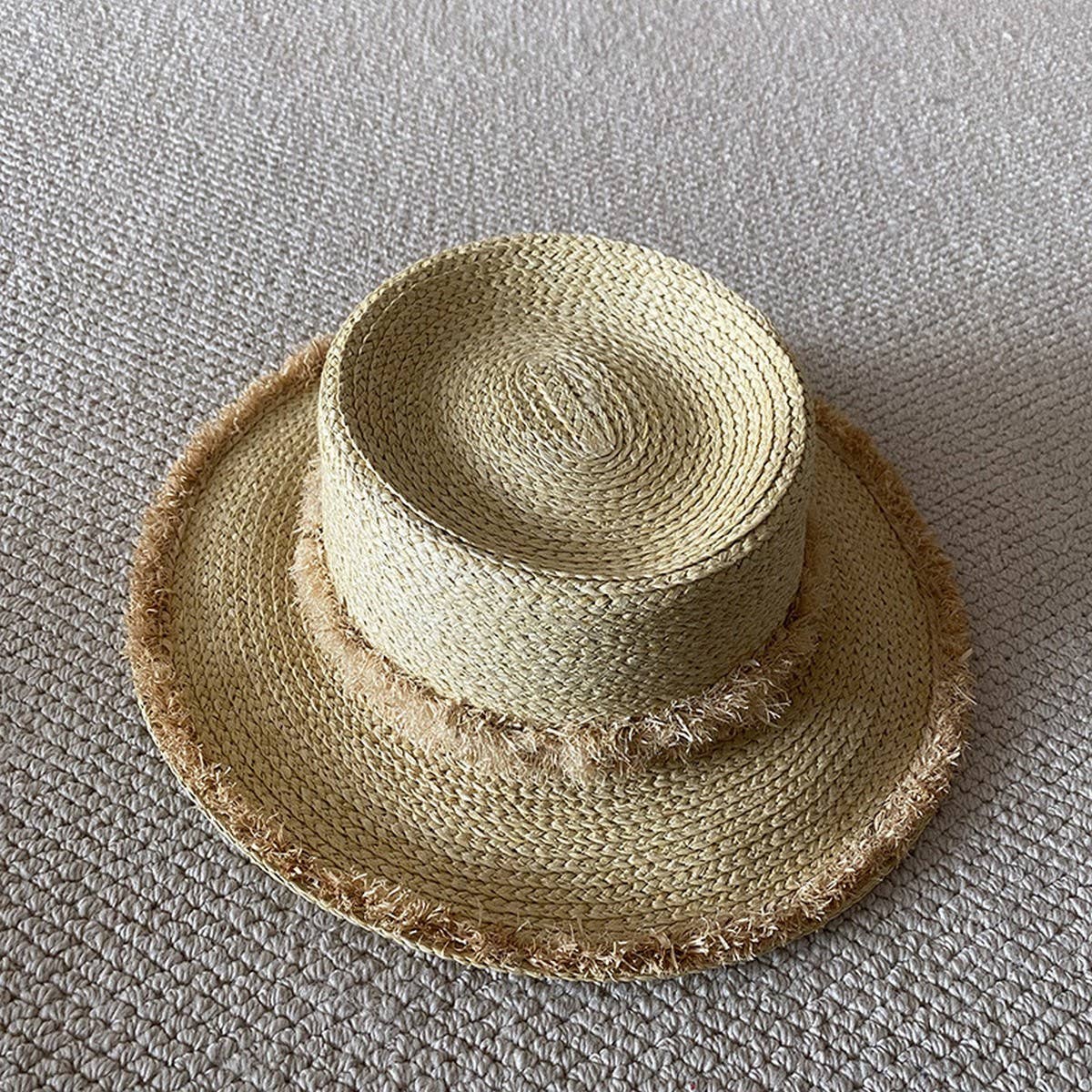 Summer raffia decorated straw hat for women_CWAH3568