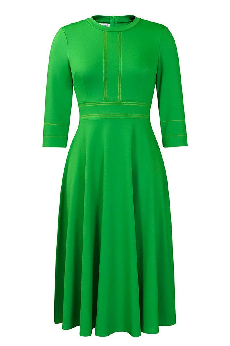 CWDMD01257_PLUS SIZE WOMEN STAND COLLAR PARTY SWING DRESS